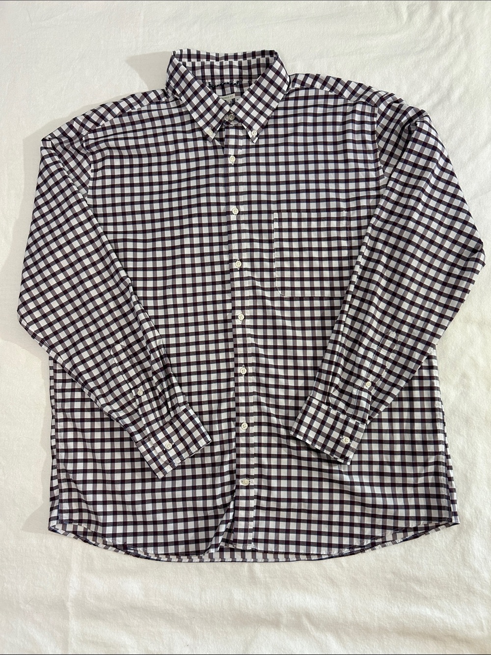Jos. A. Bank Burgandy/Blue/White Check Traveler Performance Button-Down Shirt